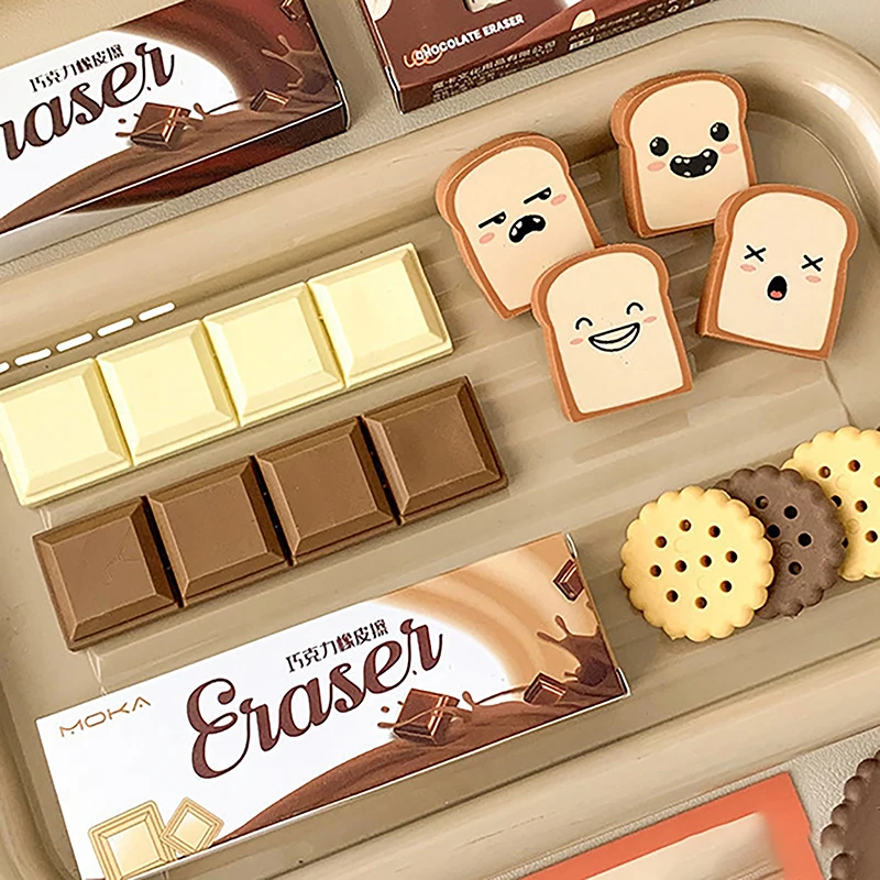 Cute Funny And Creative Chocolate Simulation Eraser Few Scraps Large Pieces Of Wiped Biscuit Bread Student Stationery