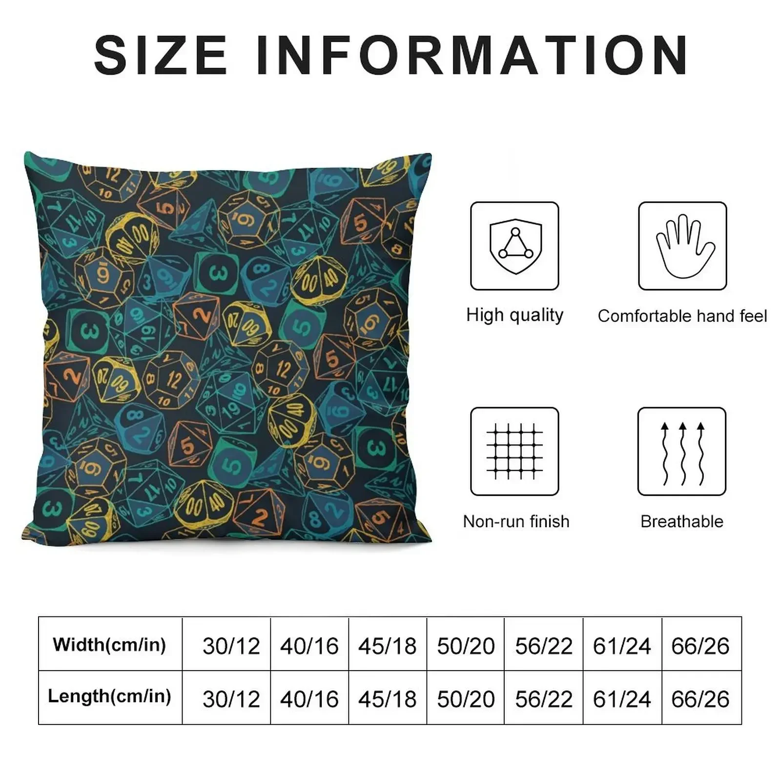 RPG Dice Teal Cluster Throw Pillow Couch Pillows Sofa Decorative Covers pillow