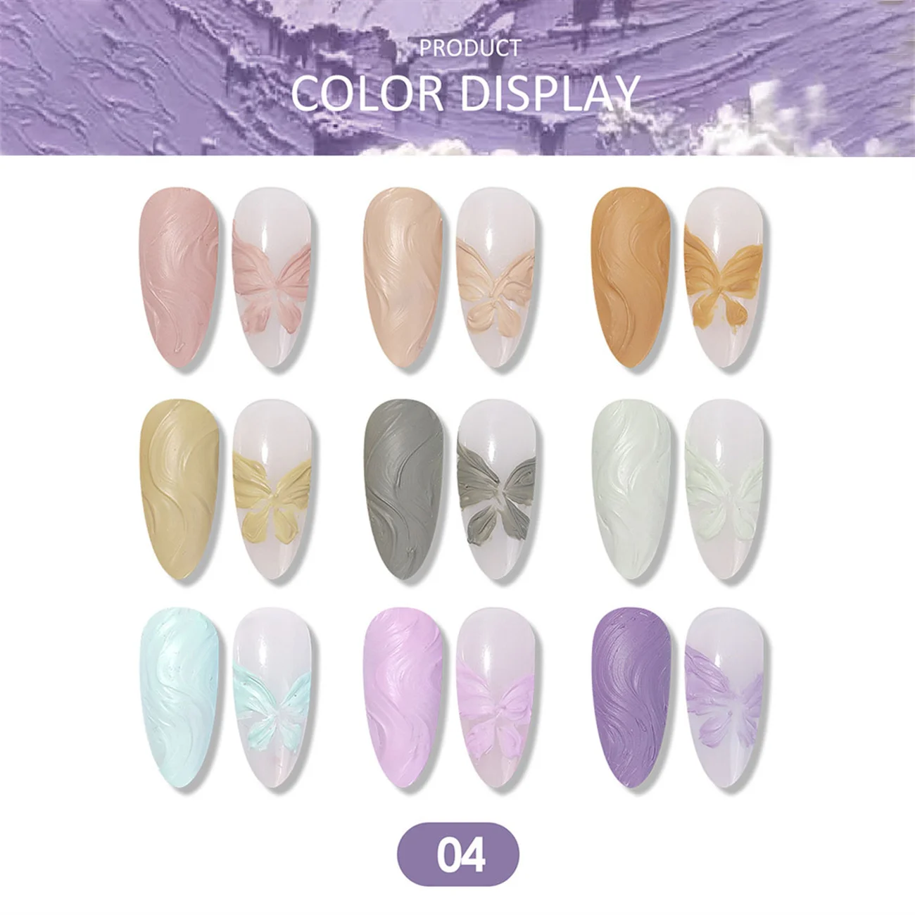 1 Stück Einfarbiges Nagellack-Gel 9-Farben-Set Hochpigmentiertes Dickflüssiges Farbverlauf-Gel für Nagelkunst 3D DIY – Detail 11