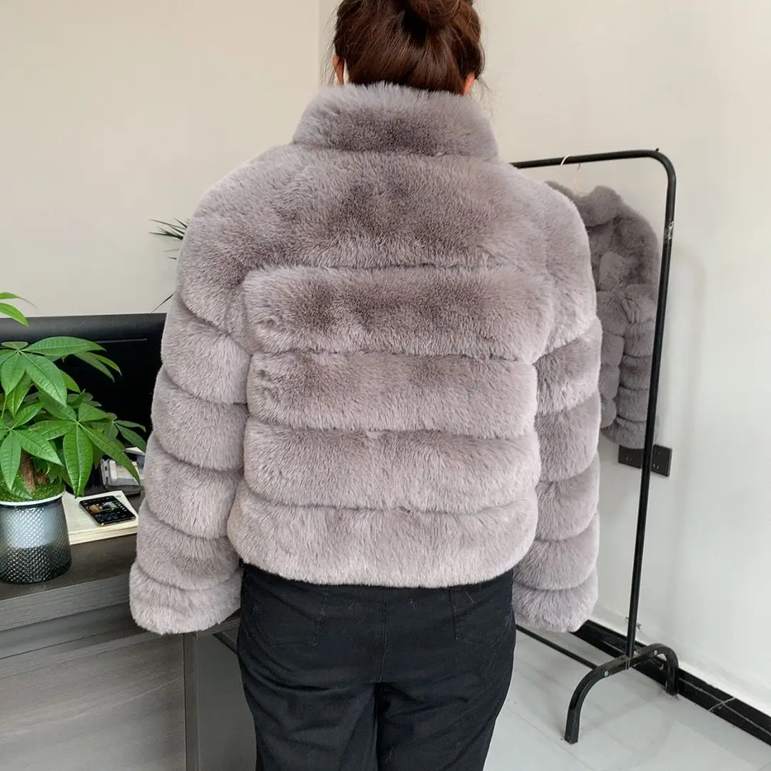 2024 new Faux Fur coat women's winter fashion stand collar artificial fur jacket high-quality warm jacket Faux fur jacket women