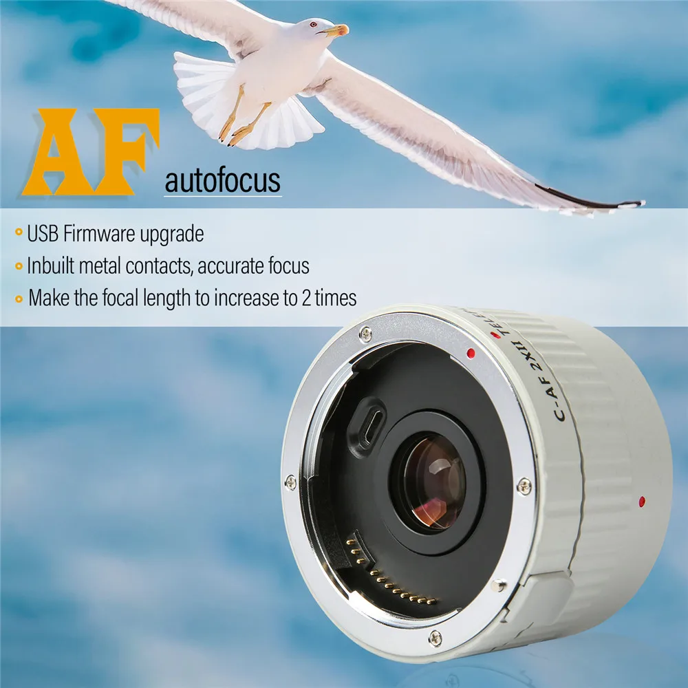 Viltrox C-AF 2XII AF التركيز التلقائي محول العدسة موسع التكبير لكانون EF جبل عدسة 7D 6D 7DII 80D 5D2 5DS 5DSR
