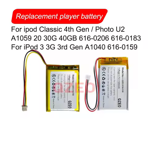 616-0183 616-0206 616-0159 Battery For Apple ipod Photo U2 A1059 Classic 3th 4th 3 4 A1040 Gen A1099 20G/30G/40G/60G