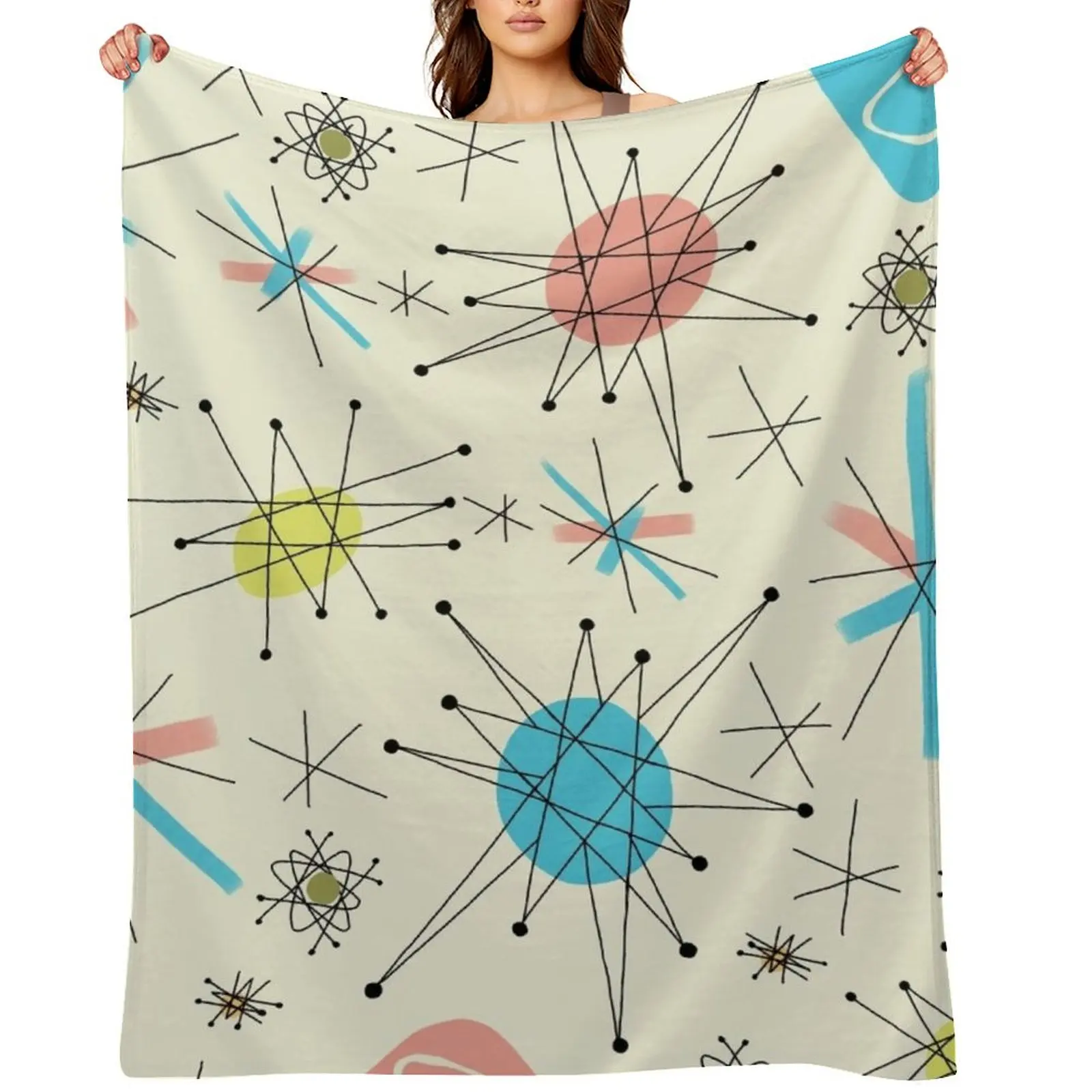 

1950's Atomic Starburst Throw Blanket Blankets For Baby Retros sofa bed christmas decoration Blankets