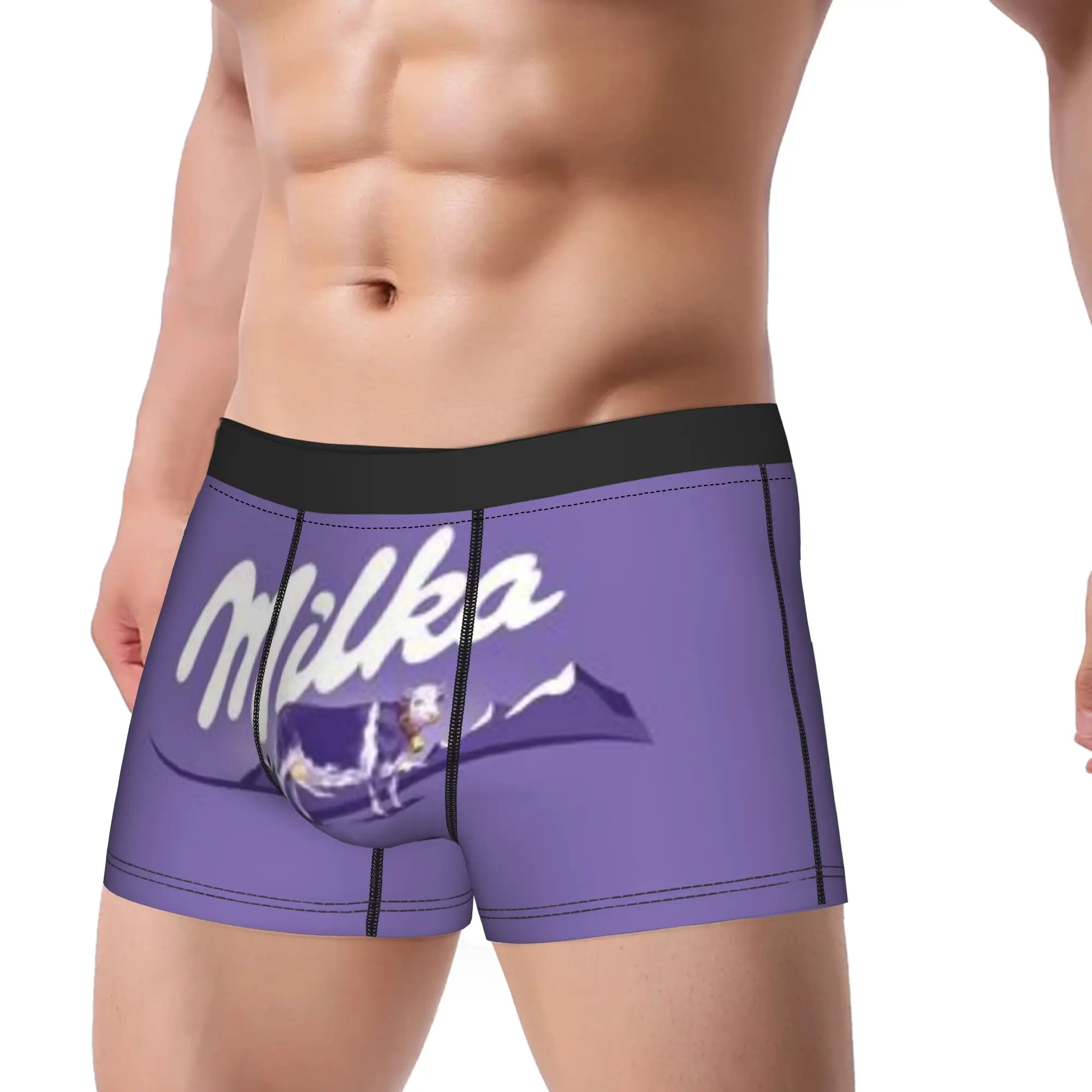 Purple Milka Underpants Breathbale Panties Man Underwear Print Shorts Boxer Briefs