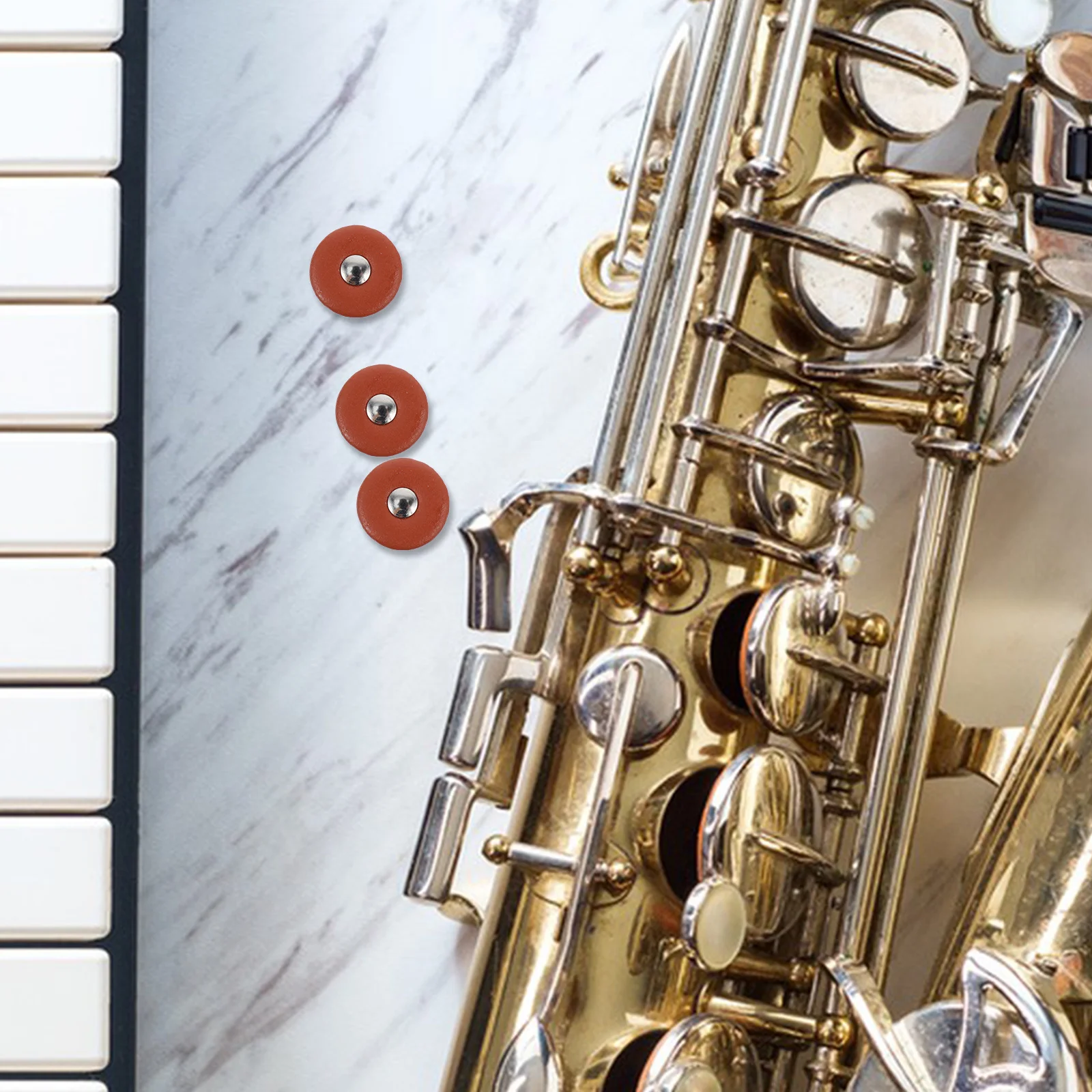 

3Pcs Saxophone Key Pads Replacement Repair Parts Brown 18mm for Alto Saxophone Instrument Repair Instrument Pads