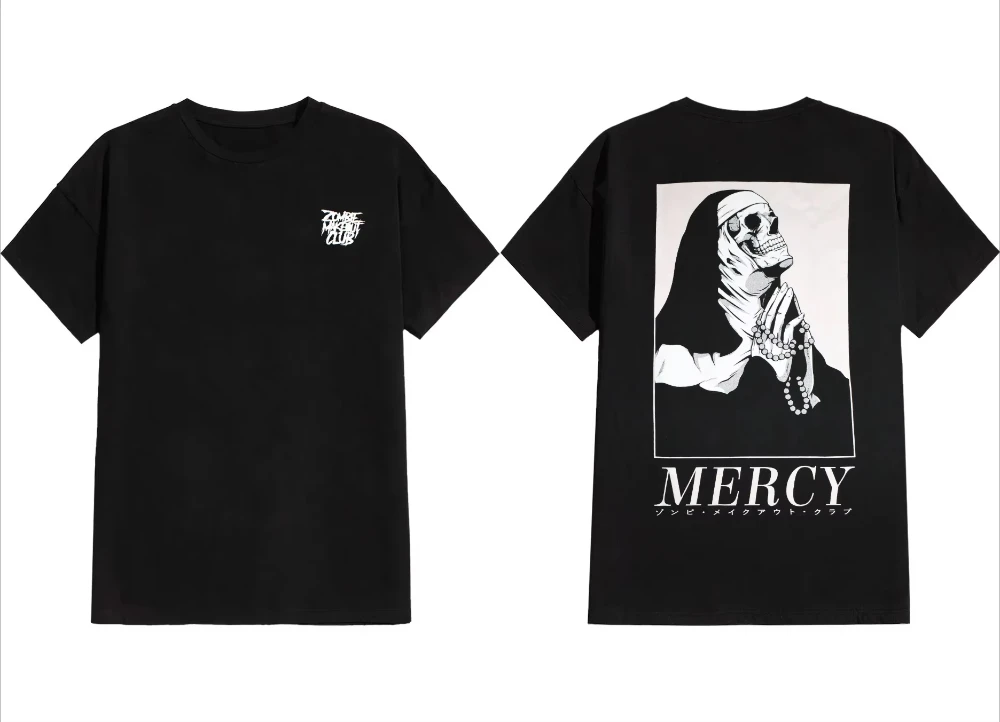 

Fashion Street Fashion Trend Mercy Graphic Printing Summer Luxury Brand Cotton Men's and Women's T-Shirts Short Sleeves Street
