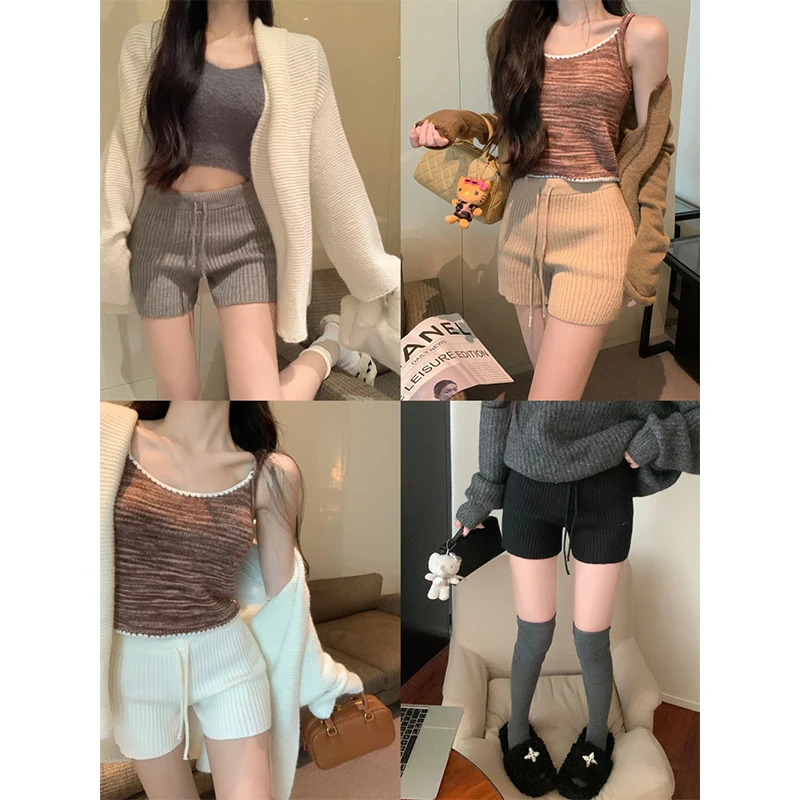 

Антибликовые теплые шорты, шерстяные трикотажные шорты для сна, теплые защитные брюки для живота с высокой талией на осень и зиму