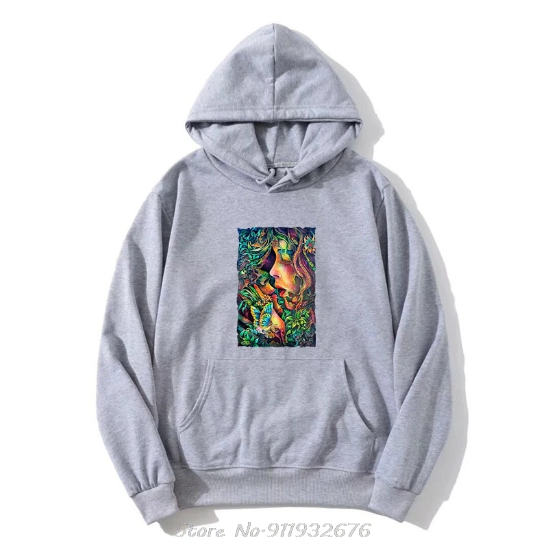 Hoodie Trippy Psychedelic Art Watercolor Girls Kiss LSD MDMA Acid Albert Hofmann Dmt Swag Hipster Hoody Harajuku Sweatshirt