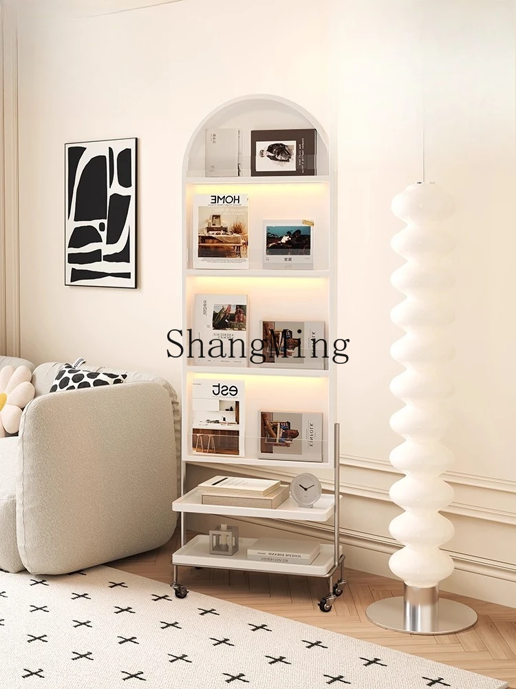 

CL Movable Bookshelf with Wheels, Floor-standing Multi-layer Storage Rack, Full-length Mirror, Dressing Mirror