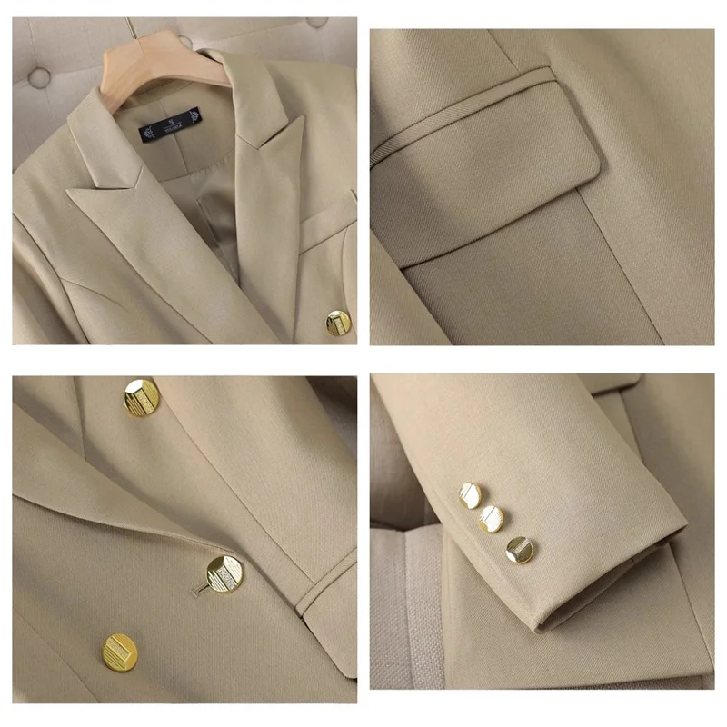 2025年春新作 レディース ダブルブレストブレザー パンツスーツ ツーピースセット 長袖ブレザー シック オフィスレディー プロフェッショナルスーツ