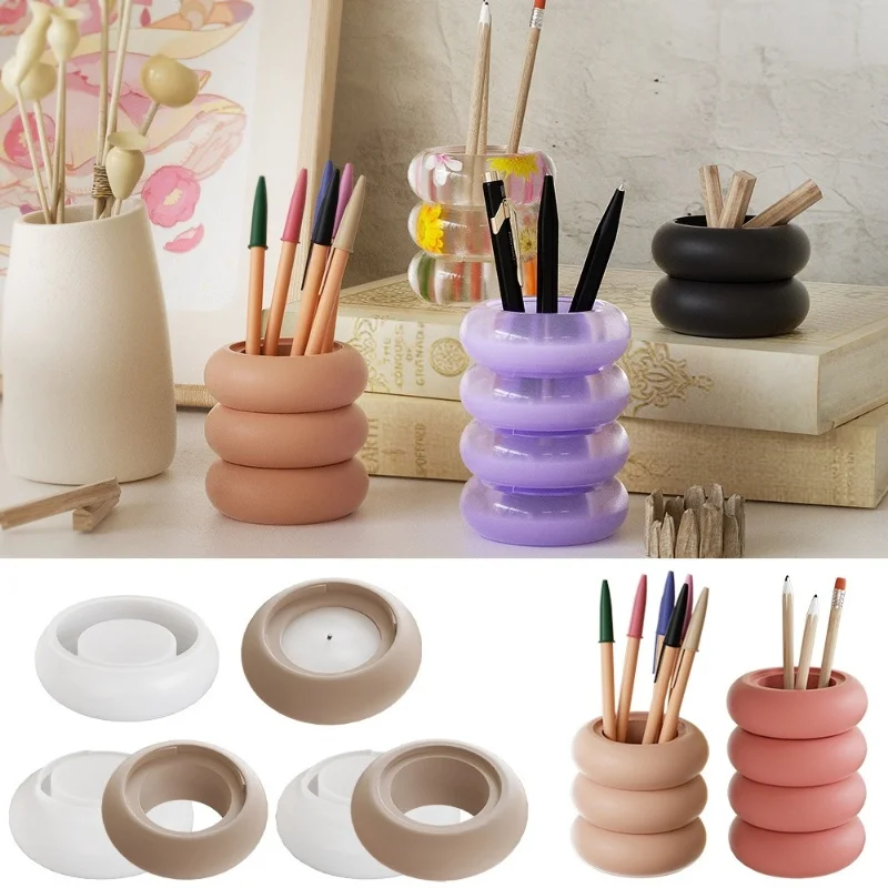 DIY Gypsum Candle Cup Silicone Mold Multifunctional Stackable Pen Holder Storage Box Resin Epoxy Mold Home Decoration Storage