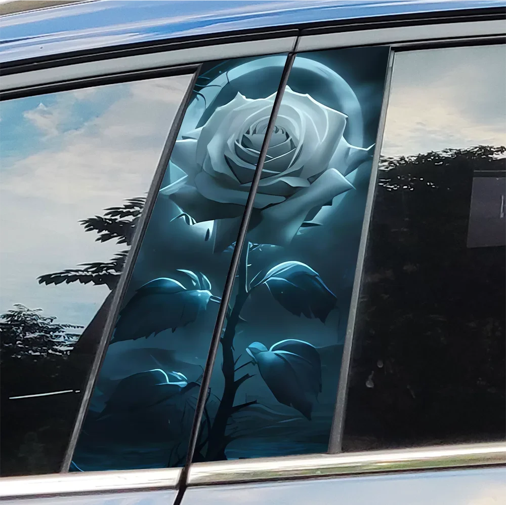 

Beautiful Rose Car Stickers Funny Auto B Pillar Waterproof Decoration DIY Cover Car Doors Pillar Sunscreen Decals Accessories