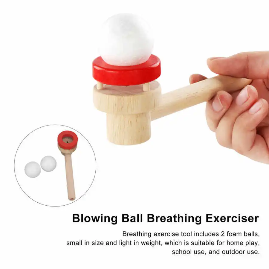 Breathing Exercise Tool Bamboo Wood Blowing Ball Breathing Exerciser Kids Game Gadget Education Toys For Children Adult