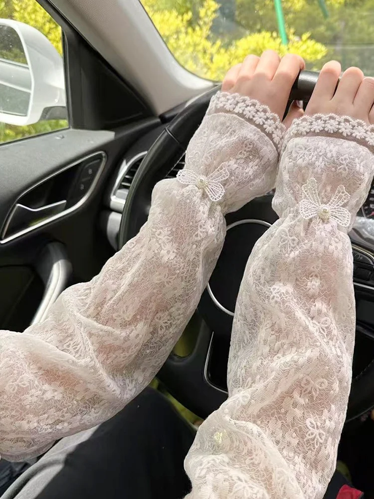 Penutup Sve Pelindung Matahari Renda Longgar Musim Panas Wanita Panjang Es Sves Luar Ruangan Berkendara Bersepeda Sunade Pelindung Lengan Gelembung...