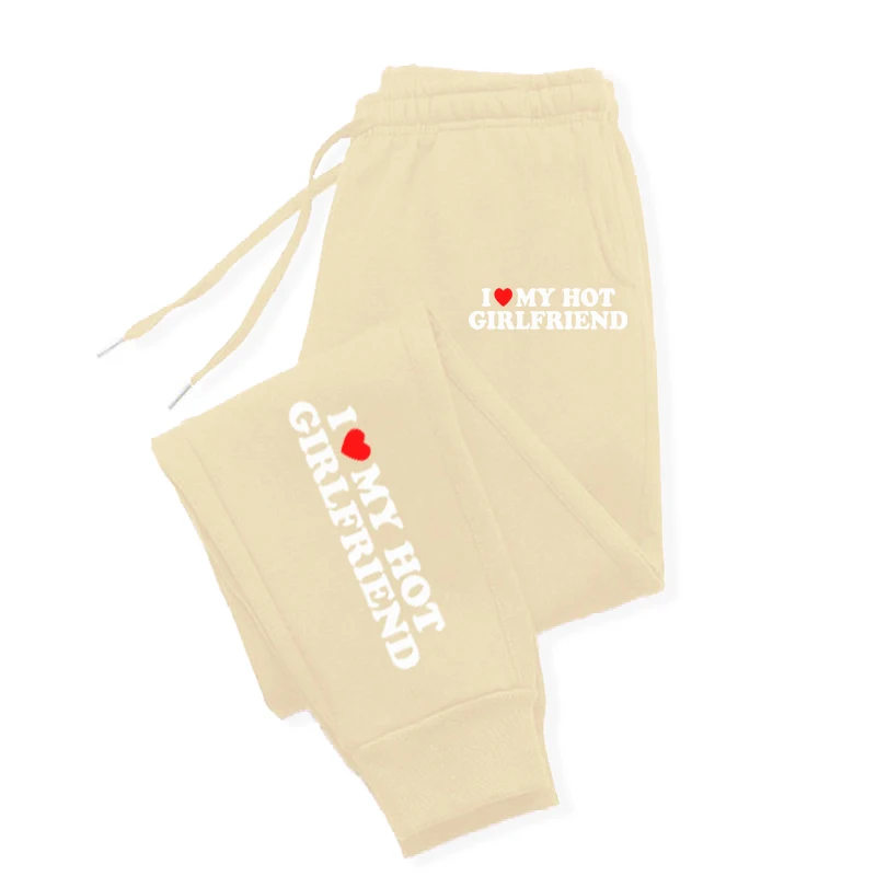 I Love My Hot Girlfriend Printing  Sweatpant Creative Fleece Sportpants Female Autumn Fashion Sweatpants For Women Sportswear
