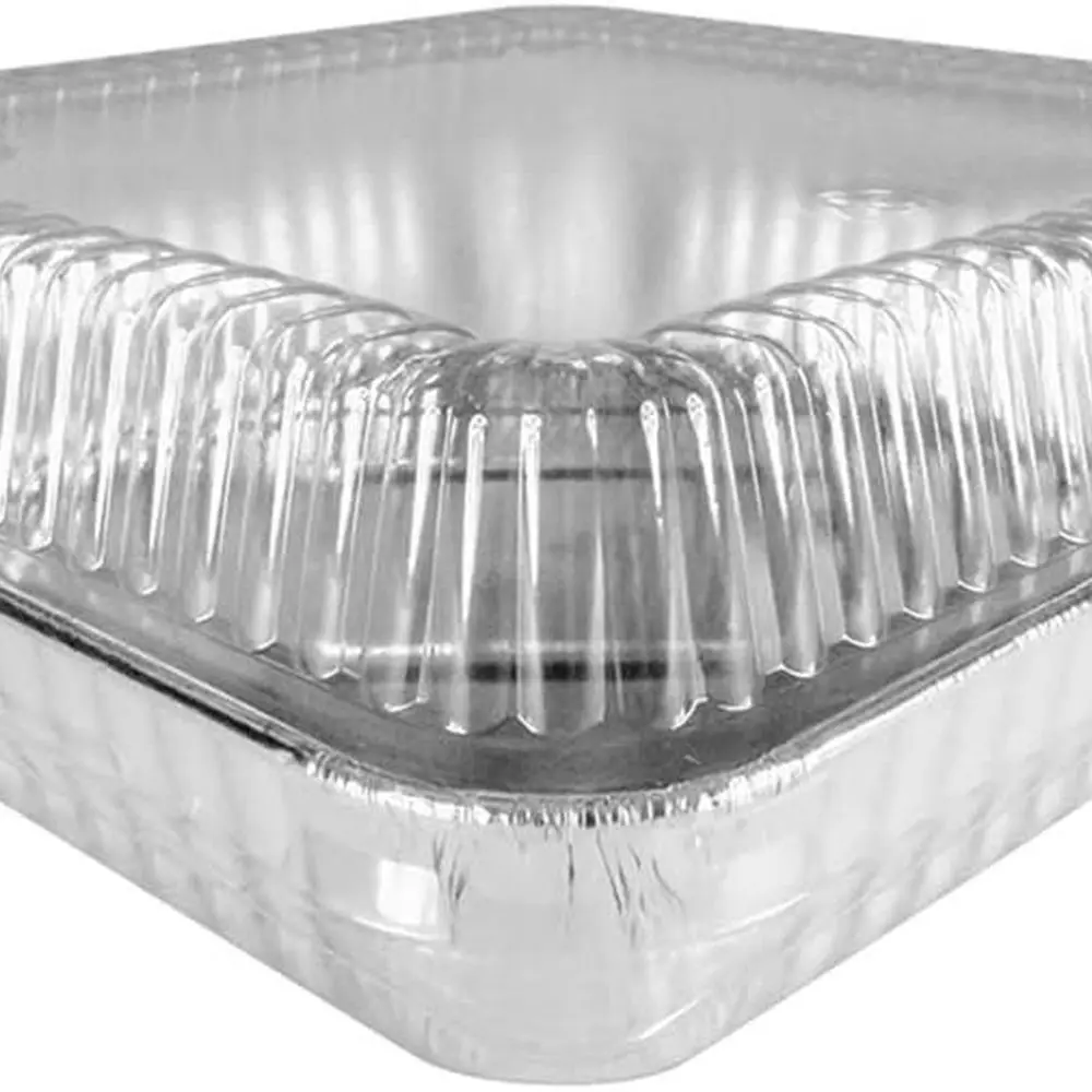 

100-Pack Aluminum Square Cake Pans with Lids - 7.875 x 7.875 Baking Pans for Brownies, Casseroles, Food Prep