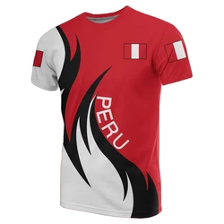 3D Printing Peru Flag National Emblem T Shirts Men Clothing Harajuku Fashion Streetwear Loose Breathable Kids Tee Shirts Tops