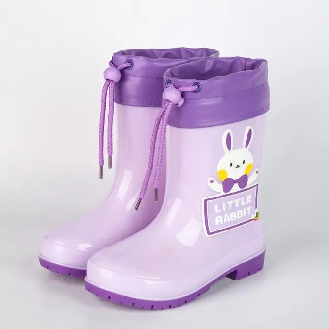 Botas de lluvia a media pantorrilla para niños, zapatos de agua Unisex de fondo suave antideslizantes con dibujos animados para verano, para todas las estaciones, para niños y niñas