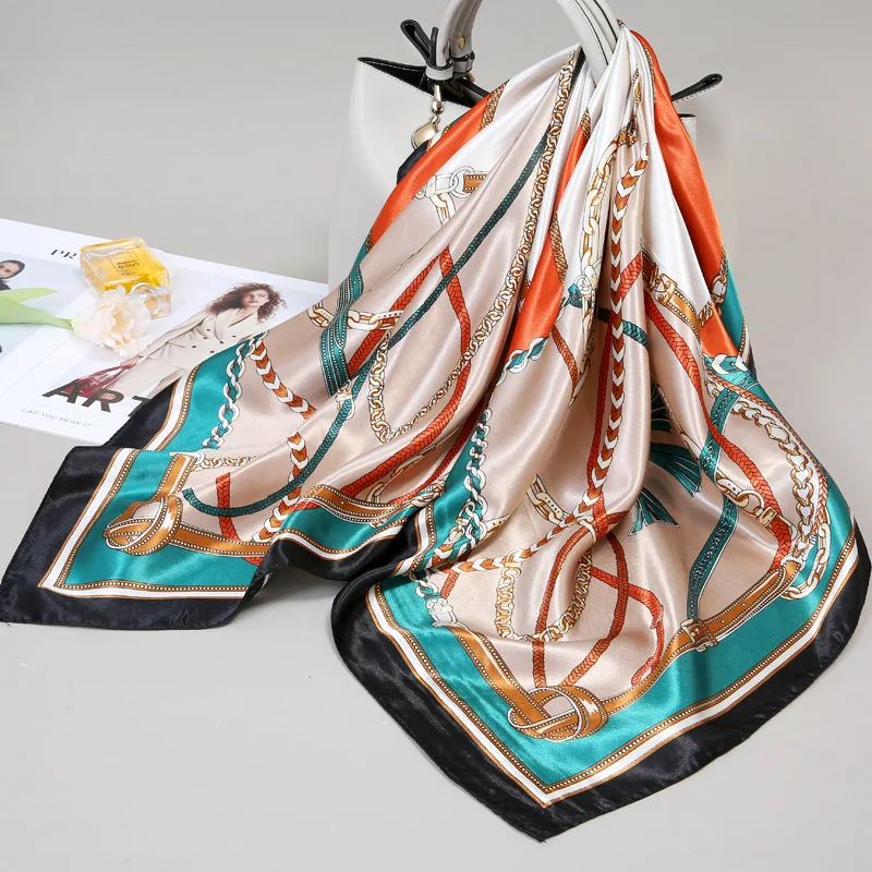 

Small Silk Scarf for Women, Large Square Scarf, Gauze Scarf for Spring, Autumn, and Winter, Paired with a Shirt, for Middle-Aged Mothers, Square 90×90 Thin Scarf