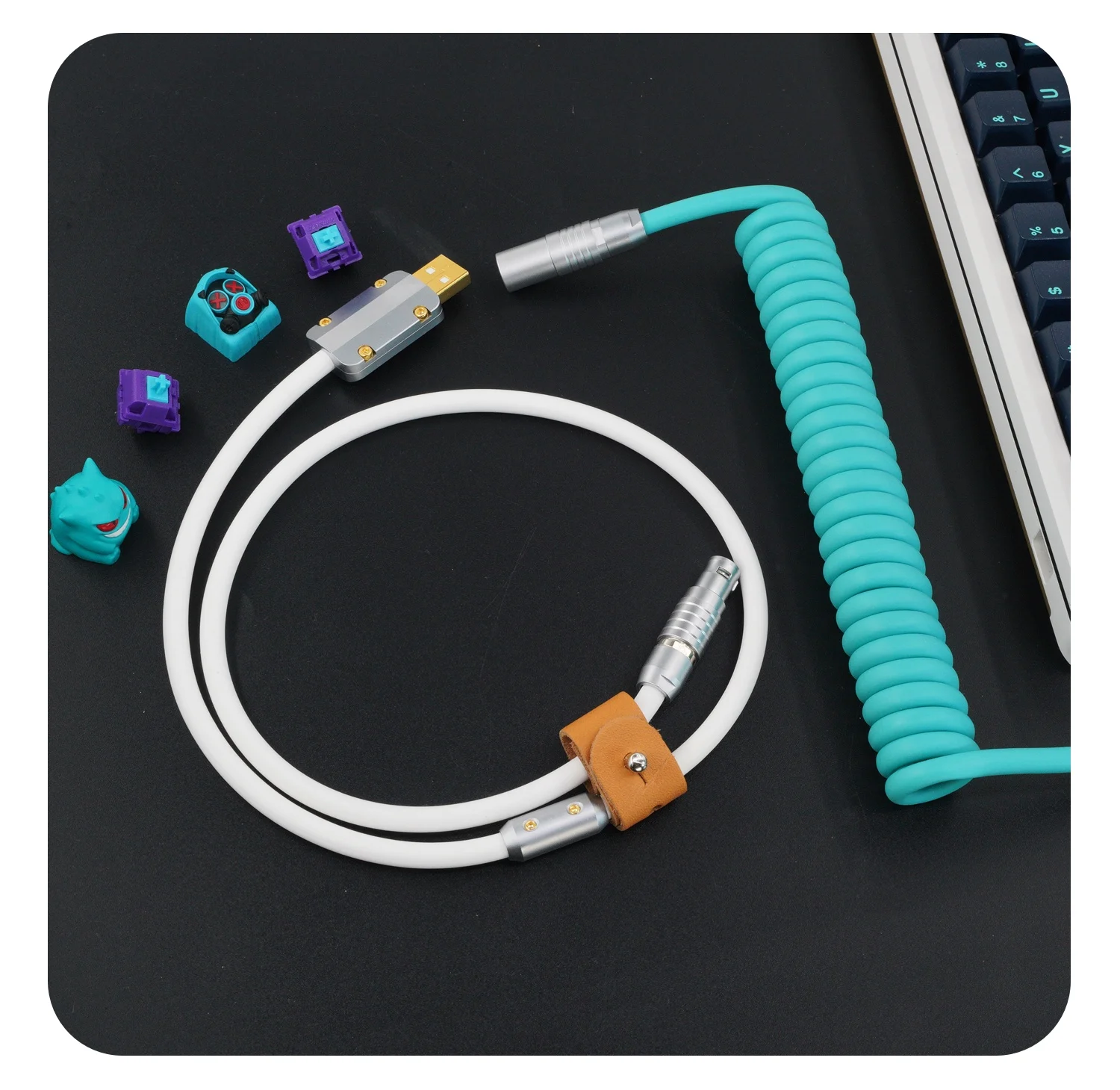 Off-the-shelf GeekCable custom keyboard data Helix rear aero insert super elastic rubber Tiffany + White