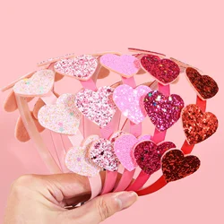 1/5pcs Heart Headbands for Women Valentine's Day Glitter Heart Shaped Hairbands Kids Girls Headband for Party Hair Accessories