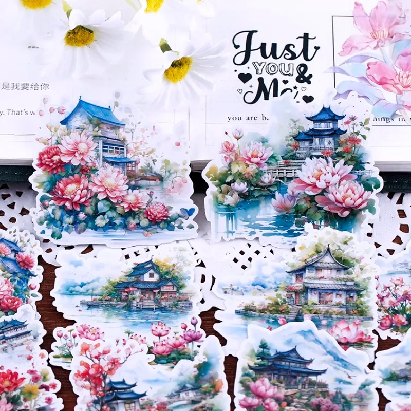 

15pcs Cute Landscape Stickers for Journal, Scrapbook, DIY Album and Ins-style Decorations, journaling stationery waterproof