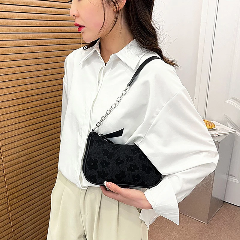 Printed High-class Gentle Temperament Crescent Bag Fashion Chain Small Square Bag Multifunctional Lady Single Shoulder Bag