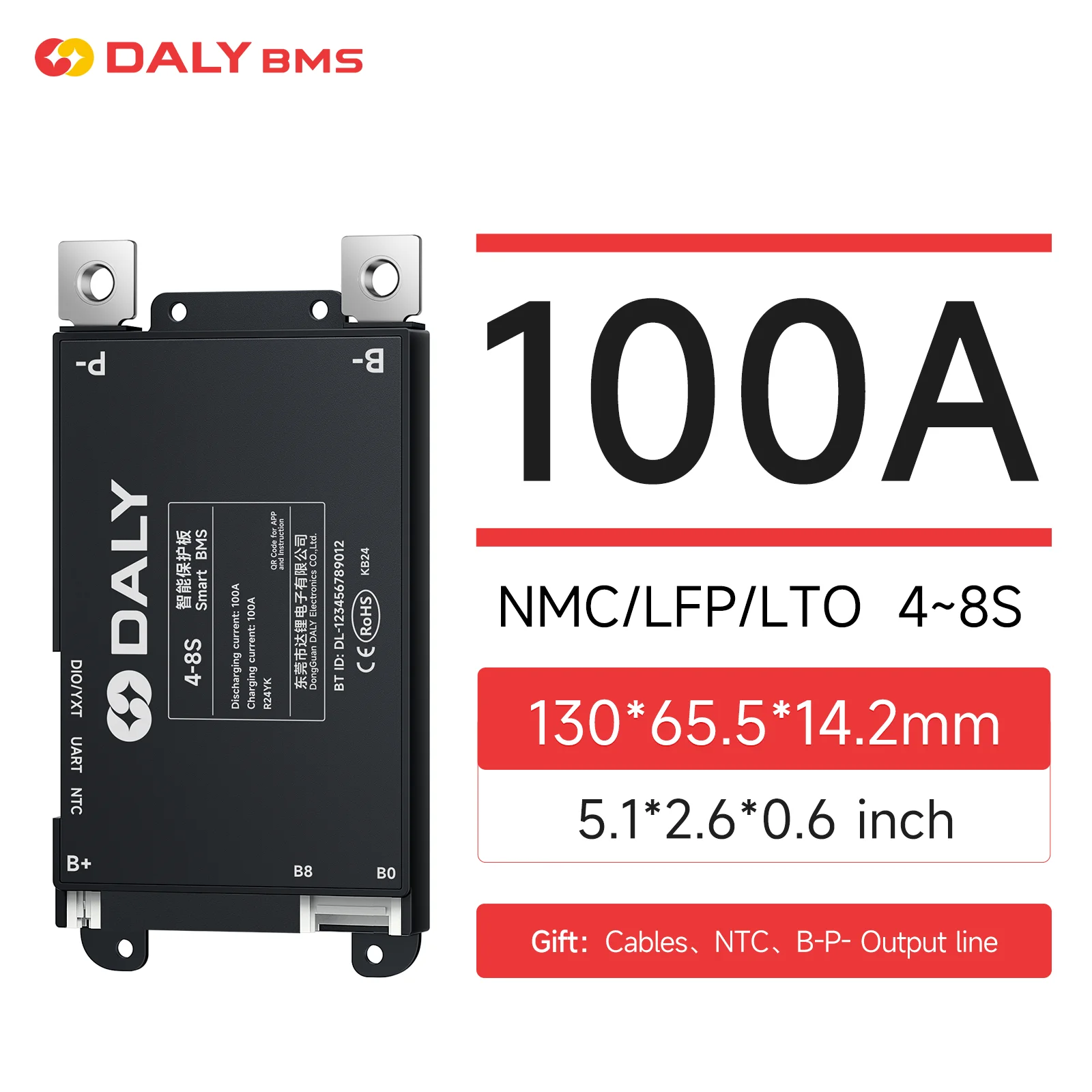 Daly Smart BMS 100A 4S 6S 8S 12S 13S 14S 16S 17S 20S 24S Bluetooth BMS LiFePo4 Li-Ion LTO Battery for ESS Electric Bike Motor image 3