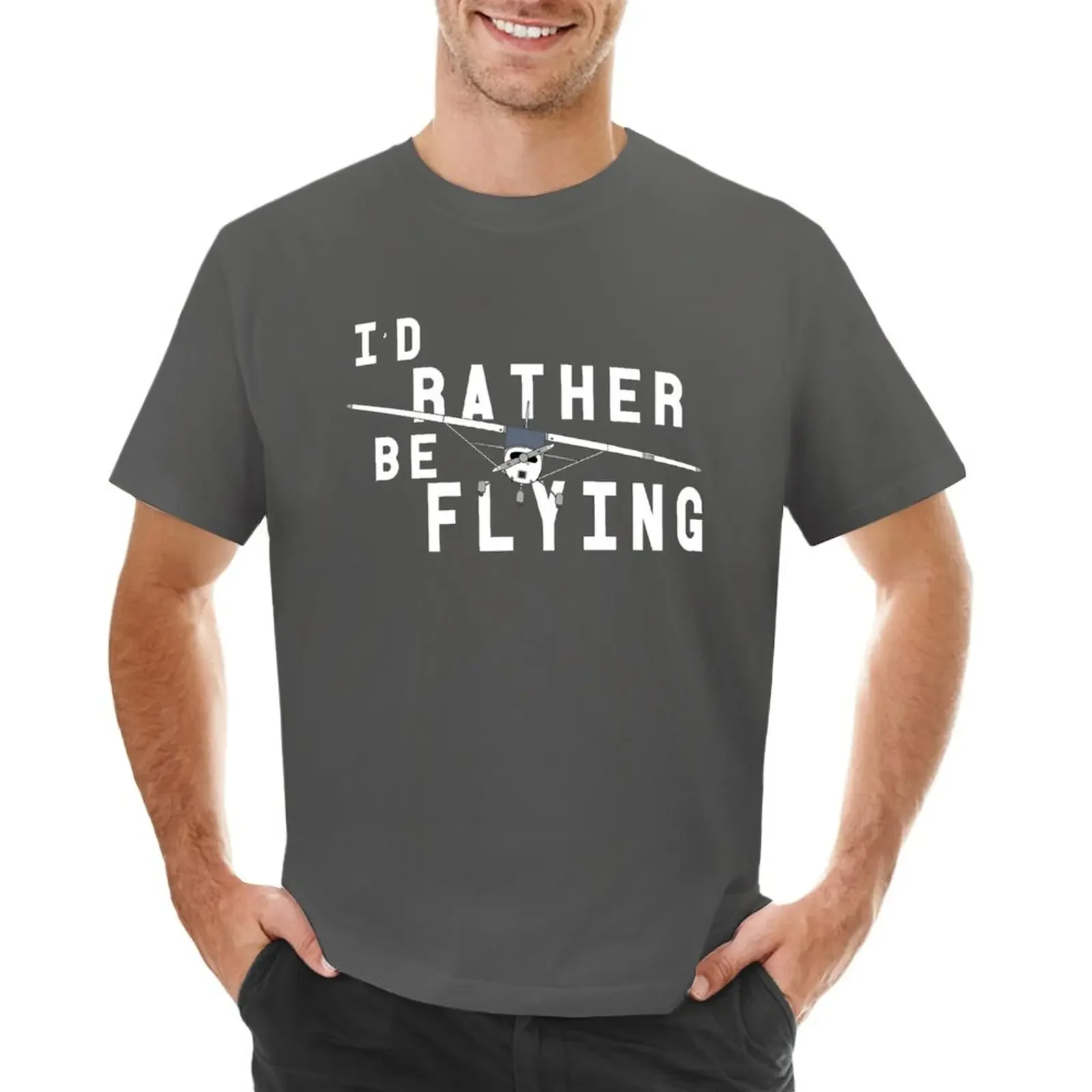 I'd Rather Be Flying C172 Airplane Pilot T-shirt anime quick drying mens workout shirts