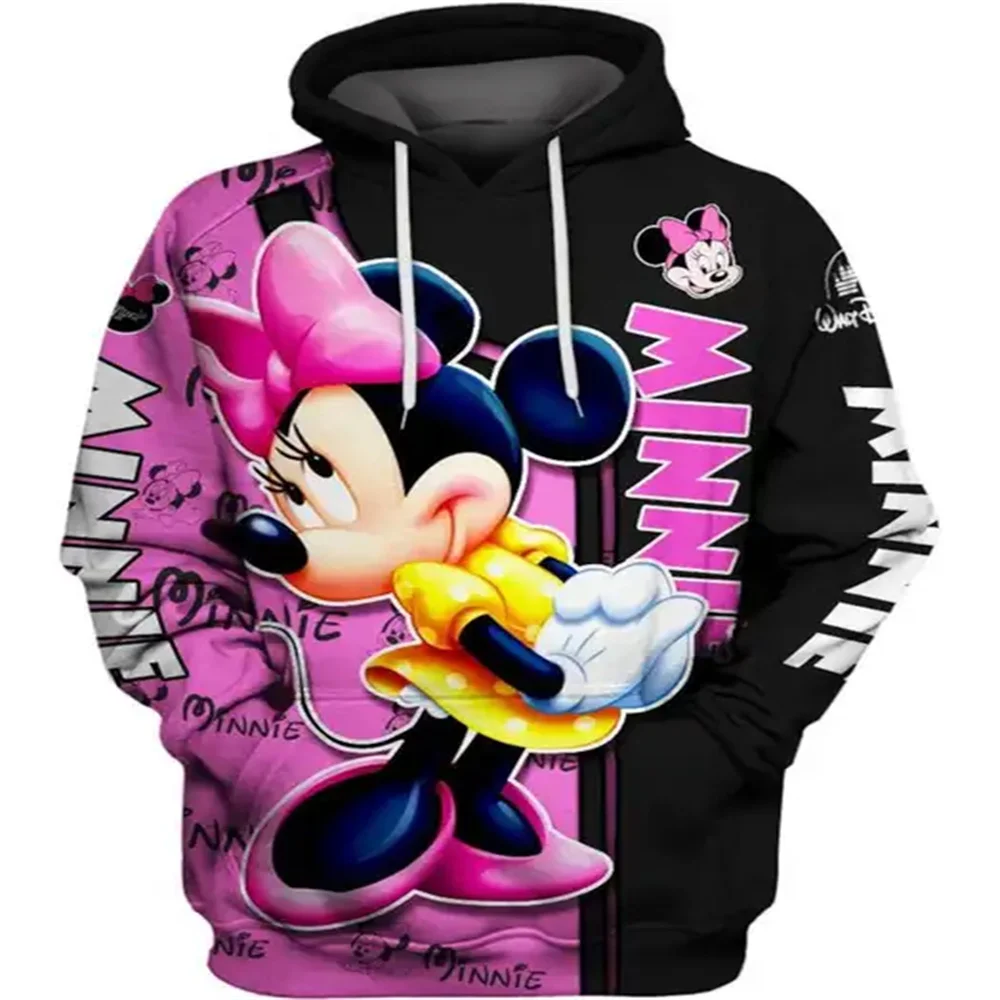 

2024 Disney Minnie Mouse 3D Print Hoodie Mens Womens Casual Sports Pullover Hoodie Cartoon Zipper Hoodie Fashion Street