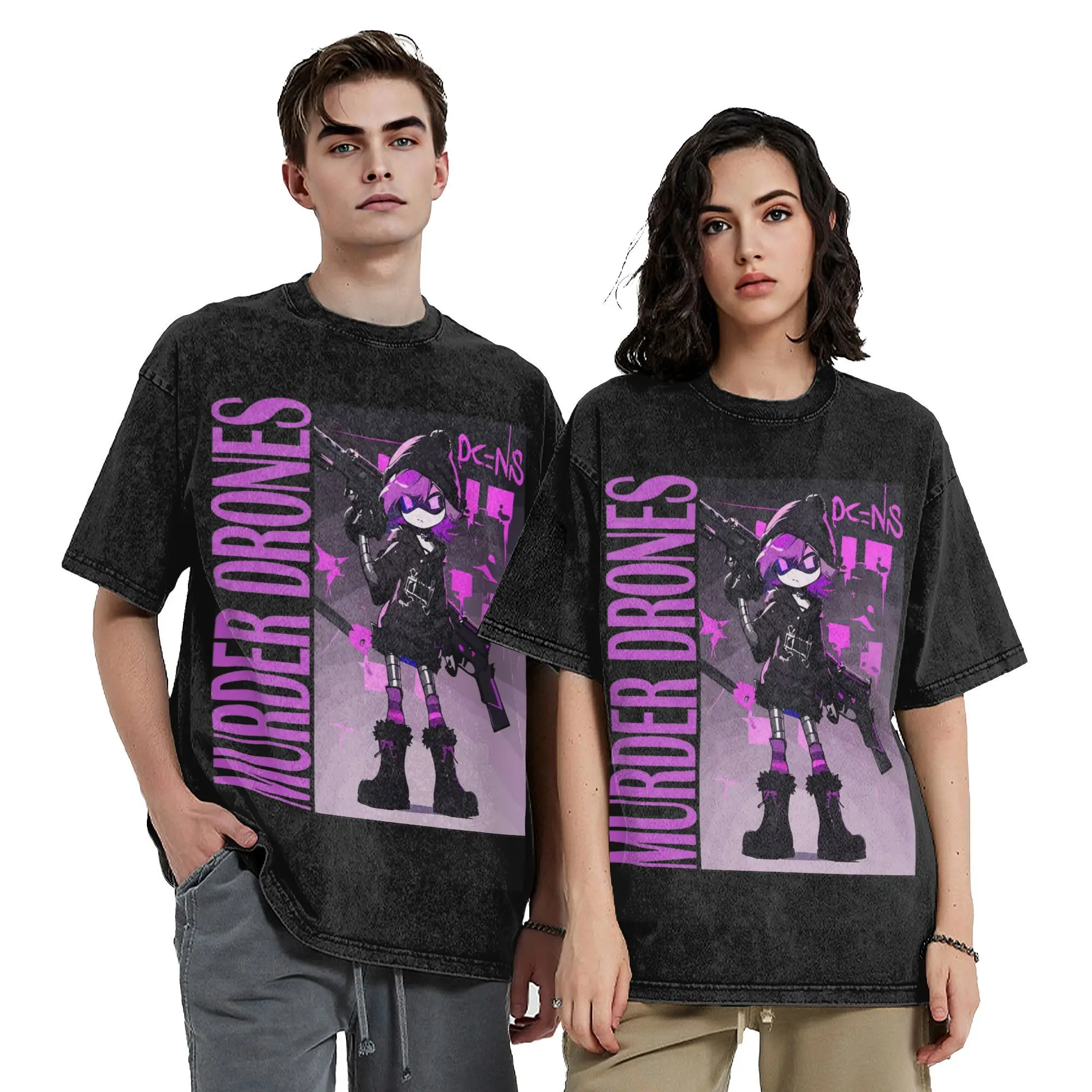 

Washed T Shirts Murder Drones Hip Hop Retro T-Shirt Harajuku Streetwear Short Sleeve Summer Tops Tees for Men Women