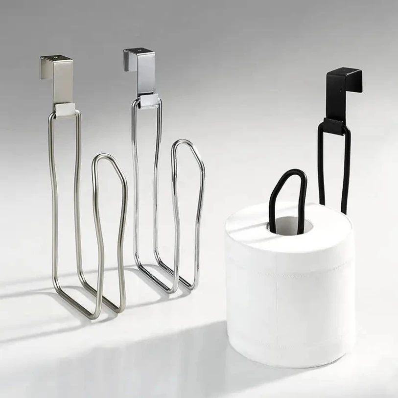 

Toilet Paper Holder - Easy Install Wall Mount Bathroom Tissue Roll Hanger with Painted Finish Space Saving No-Drill Design