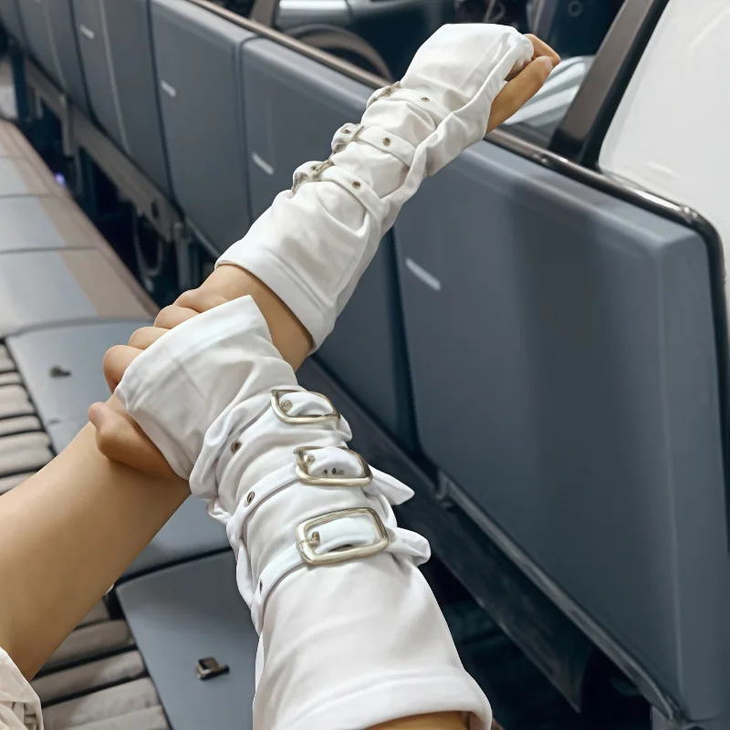 الظلام زر معدني الأصفاد القوطية نصف مفتوحة إصبع معصمه قفازات الذراع أدفأ تأثيري الشرير Y2k الشمس كم حماية هالوين