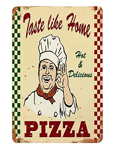 Italian Chef Kissing Fingers with Taste Like Pizza Wall Poster Tin Sign Vintage BBQ Restaurant Dinner Room Cafe Shop Decor sign