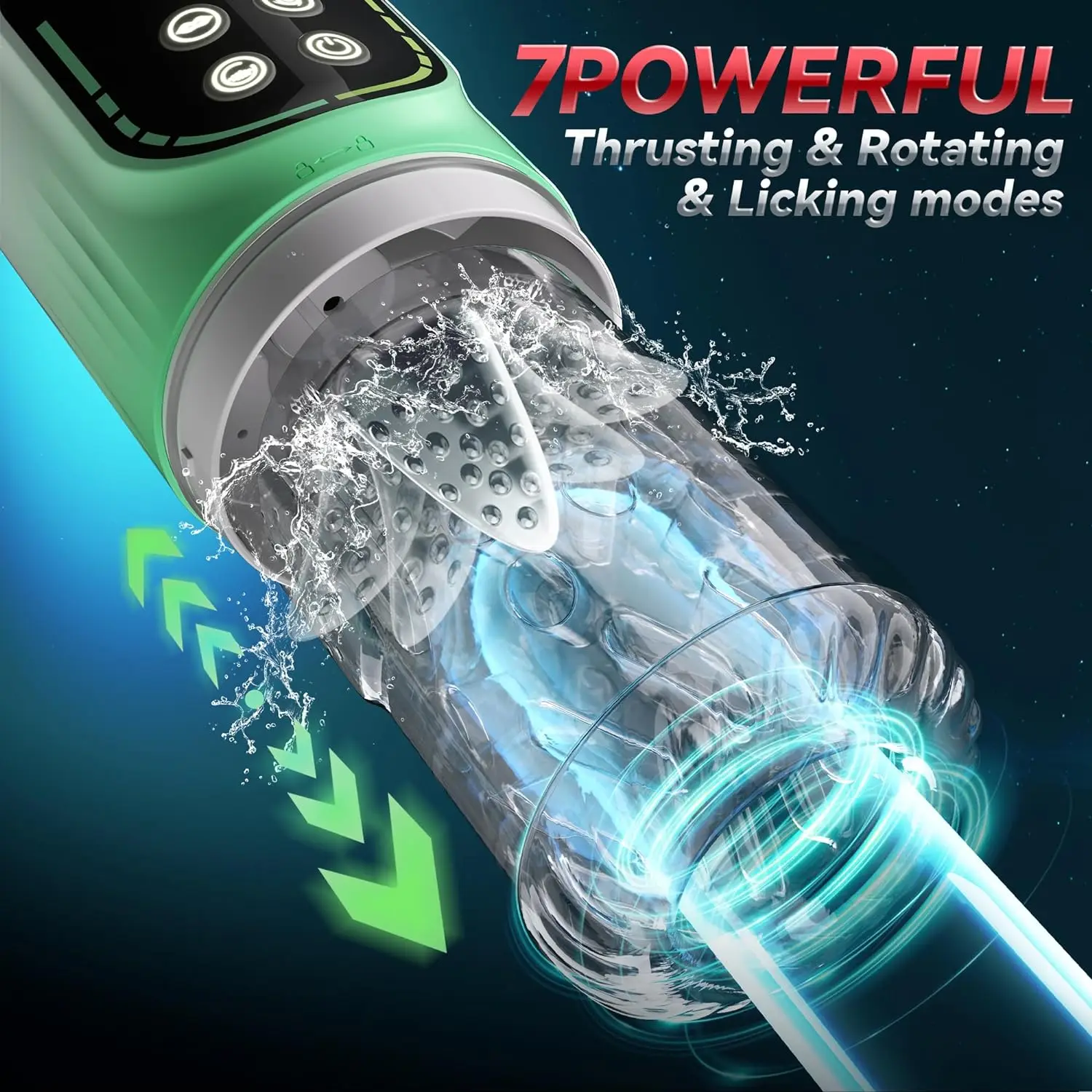 IPX7 LED Automatic Male Masturbator Cup 7 Sucking Rotating Licking Thusting Modes Pocket Pussy Stroker Blowjob Sex Toys For Men