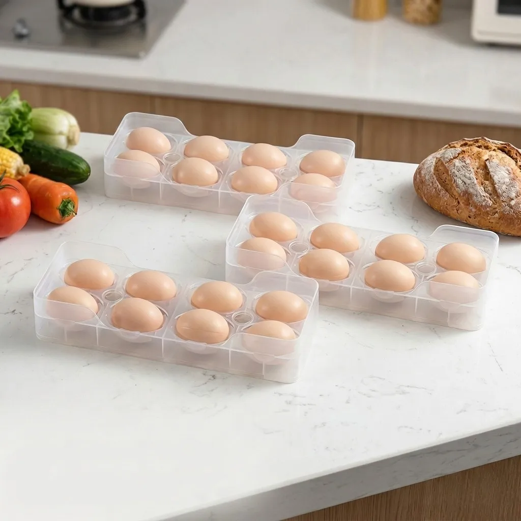 Stackable Egg Holder for Fridge Door Clear Plastic Egg Storage Box Refrigerator Organizer Countertop Kitchen Food Container