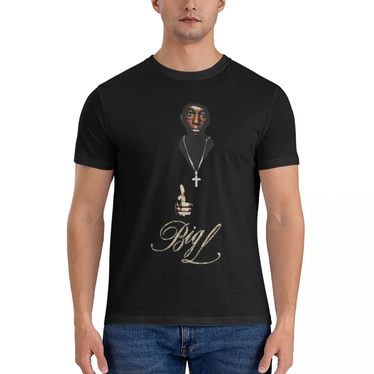 Men's Big L For Fans Classic T Shirt pop rapper Pure Cotton Tops Novelty Short Sleeve Round Neck Tees T-Shirt official-website