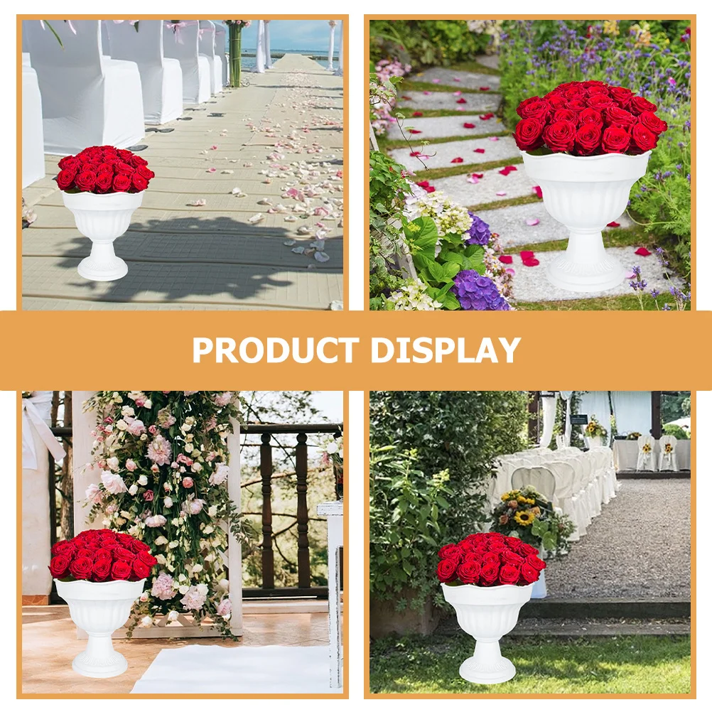 

2Pcs Vintage Plastic Roman Flowerpot Decorative Planter for Wedding Party Front Porch Garden Outdoor Plant Pots