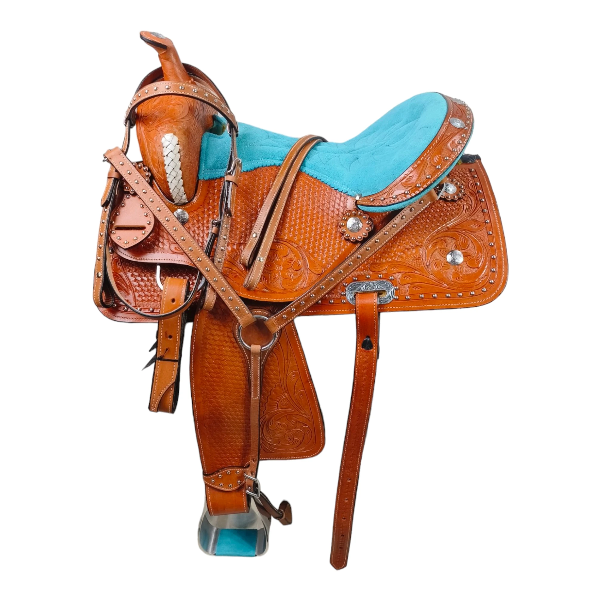 Handmade Premium Quality Leather Western Barrel Racing Horse Saddle Trail Custom Size Design Color With All Accessories Included