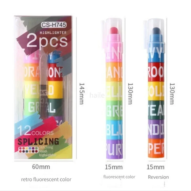 6/12pcs/set Colors Rainbow Mini Splicing Pastel Gel Highlighter Markers Pen Office School Stationery Painting Mark Art Supplies