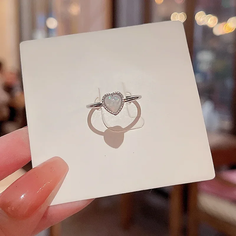 Leuke kleur hart bruiloft bruid ring voor vrouwen gevoel ontwerp wijsvinger verstelbare opening sieraden kleine liefde meisje handringen