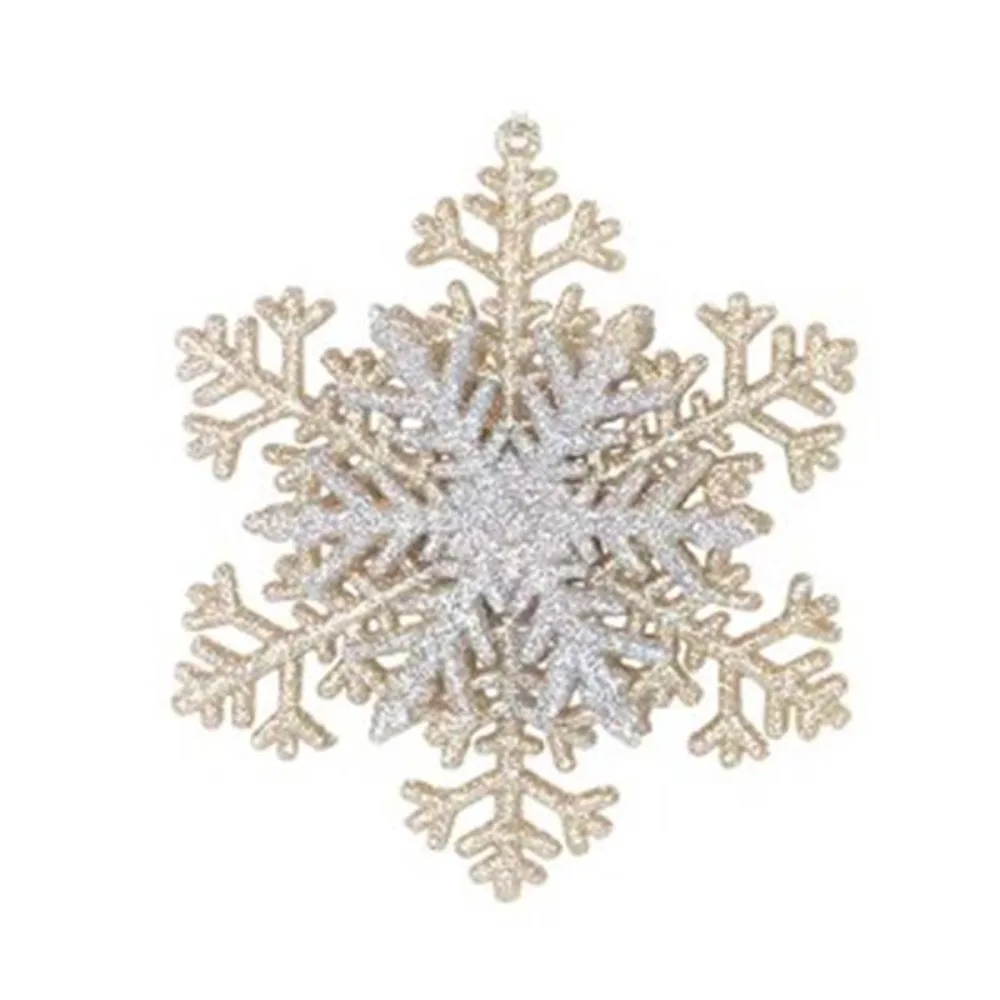 

Shining Glitter Christmas Hanging Ornament Champagne 3D Xmas Tree Snowflake Pendant Acrylic Wreath Decoration New Year