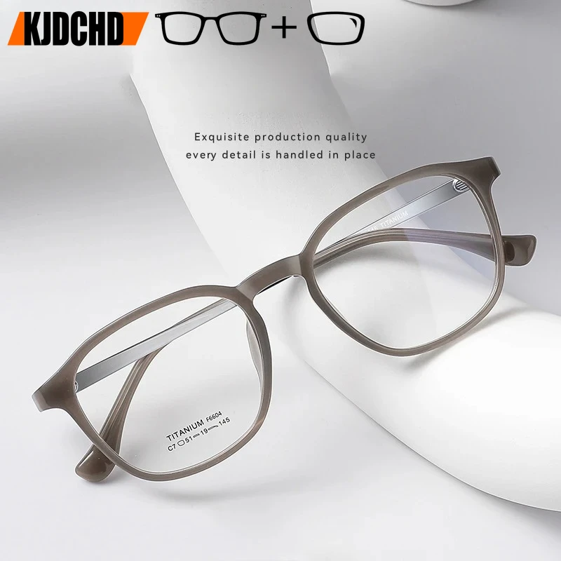 KJDCHD TR90 مع إطار نظارات بصرية من التيتانيوم مع عدسات وصفة قصر النظر مد البصر رؤية المسافة نظارات طبية صحيحة #1