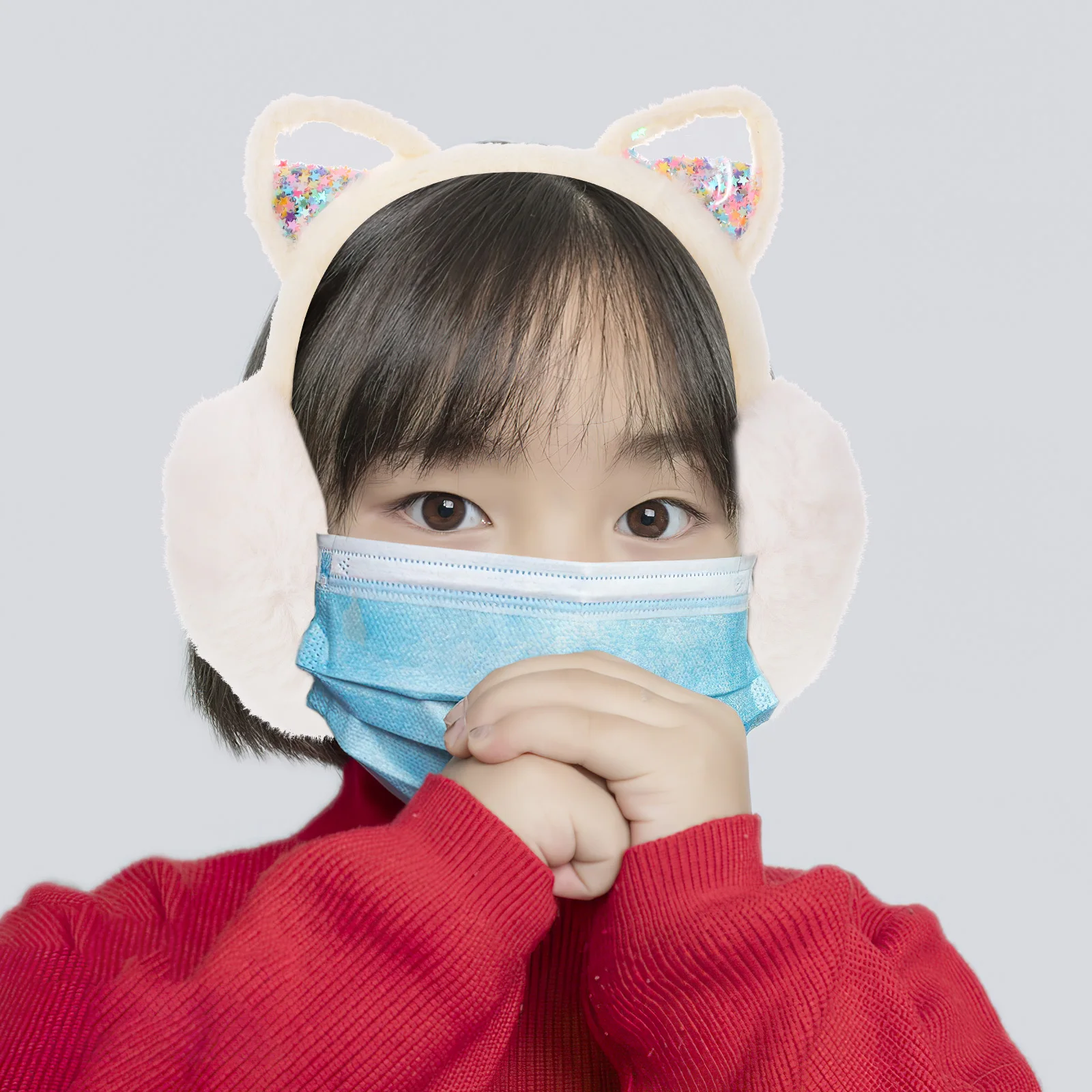 

Ear Warmer Headband Kitten Cups Winter Earmuff Earmuffs White Covers for Cold Weather Toddler