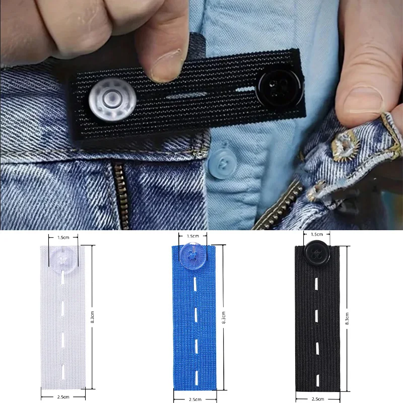 

3 Pcs/set Jeans Extension Buckle Elastic Adjustable Waist Button Belt Lengthening for Trousers Pant Waistband Extender Unisex