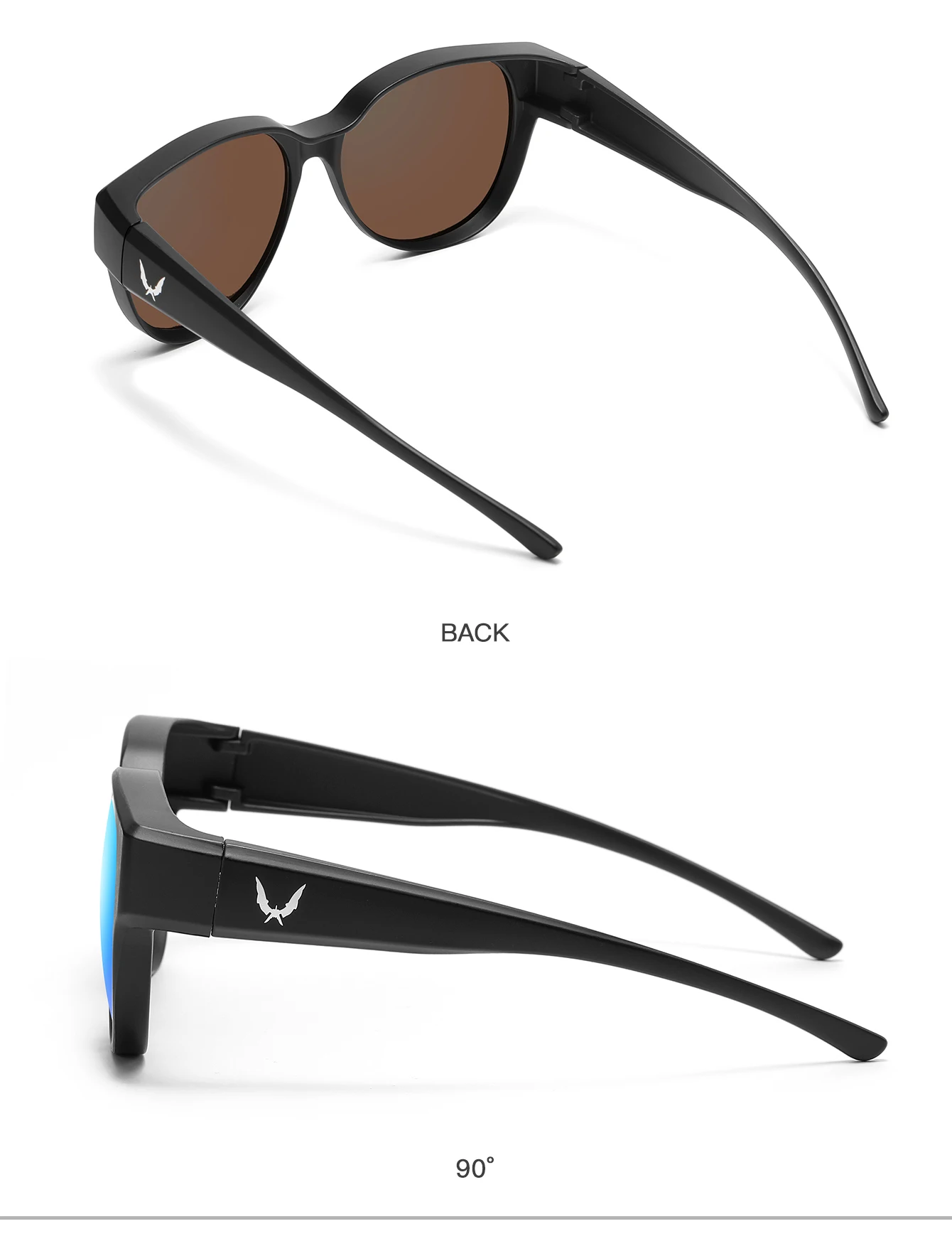 KAROS Modische quadratische polarisierte Sonnenbrille zum Überziehen von Myopie-Korrekturbrillen für Männer und Frauen, Vintage-Brille zum Angeln und Fahren – Detail 7