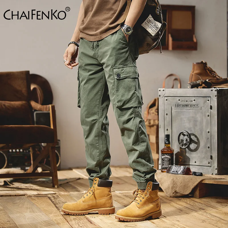 

New Men Simplicity Solid Sweat Pants Outdoor Fashion Multiple Pockets Jogger Pants Autumn Winter Casual Versatile Cargo Pants