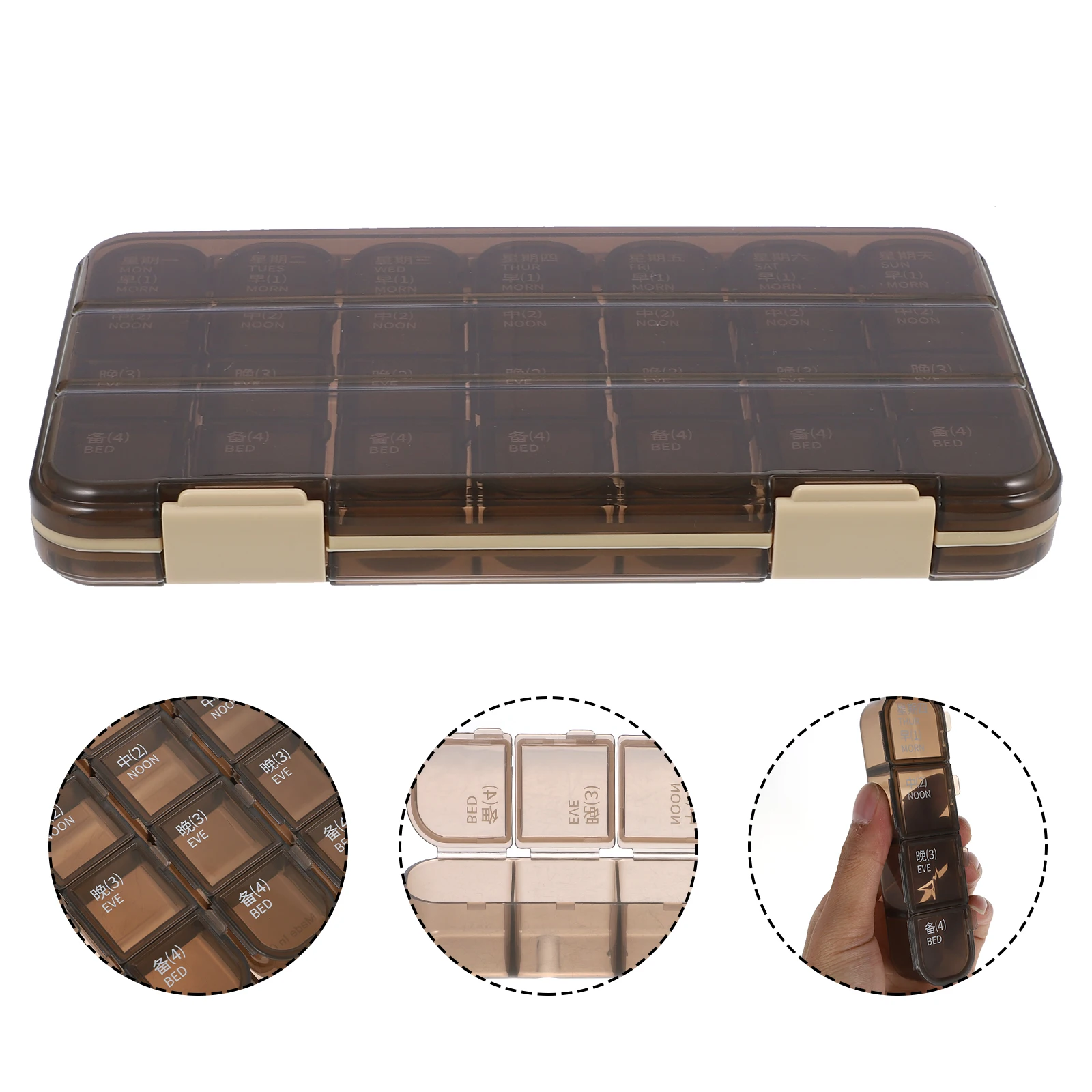 

1 шт. портативный контейнер для хранения лекарств, дорожный футляр, еженедельный органайзер, держатель для планшетов, капсулы, прочное еженедельное хранилище