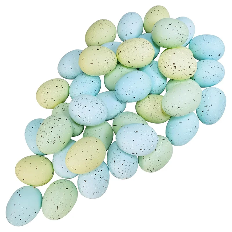 ABUL-40 pezzi di uova di Pasqua uova di schiuma maculate artificiali uova decorative verde blu pastello 2,1 pollici per la decorazione della tavola di Pasqua neutra