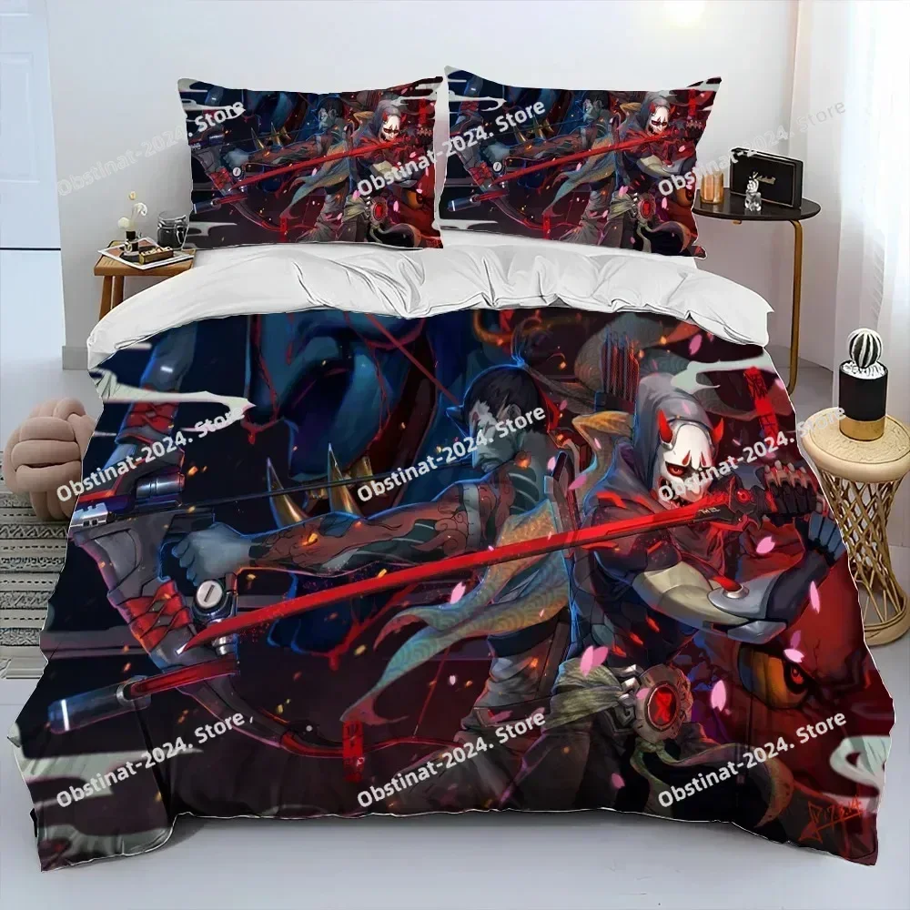 3d OW Overwatch Game Gamer DVA Comforter Bedding Set,Duvet Cover Bed Set Quilt Cover Pillowcase,King Queen Size Bedding Set Kids